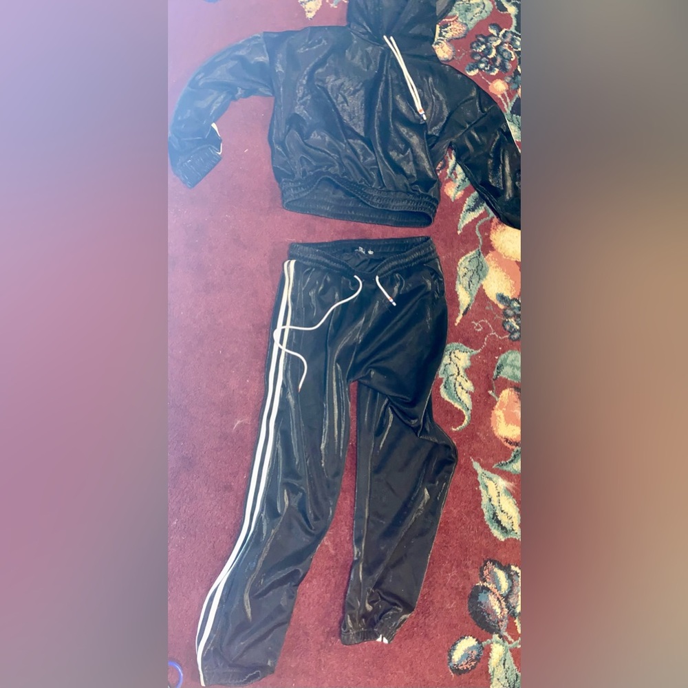 Thin track suit crop hoodie with matching pants